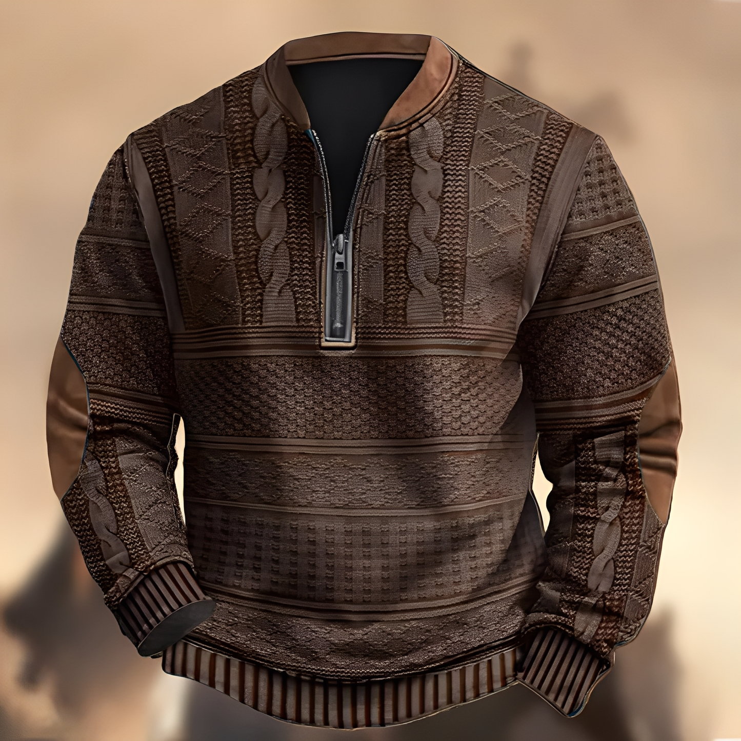 Edmund - Bequemer Herrenpullover mit Muster und Reißverschluss