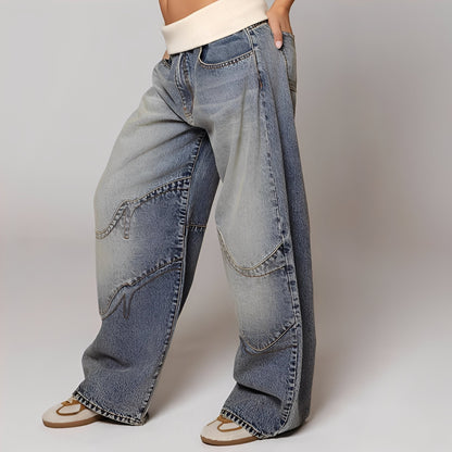 Vanessa - Komfortable, vorgewaschene Baggy-Jeans für Frauen