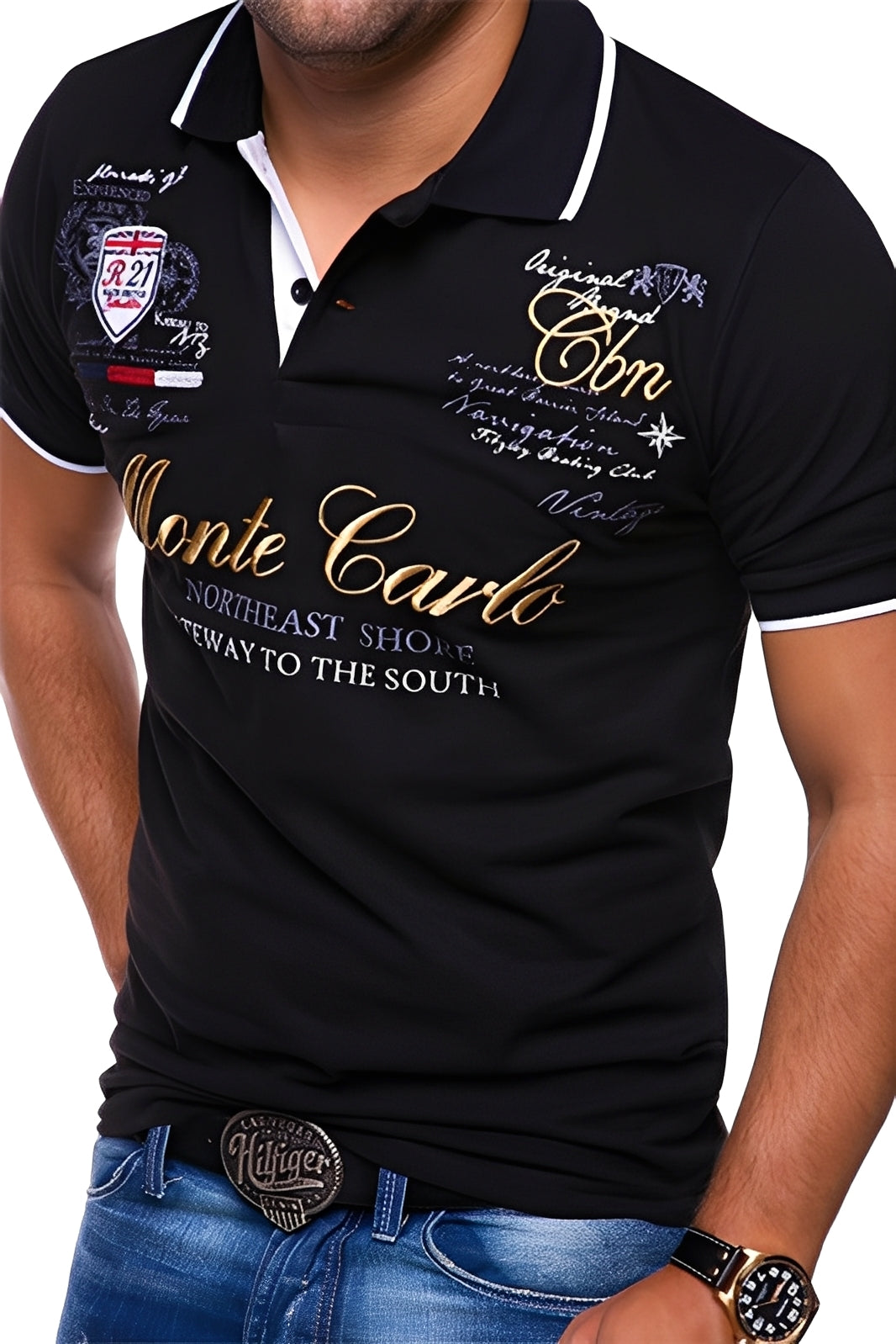 Brent - Lockere Poloshirt mit Druck für Männer