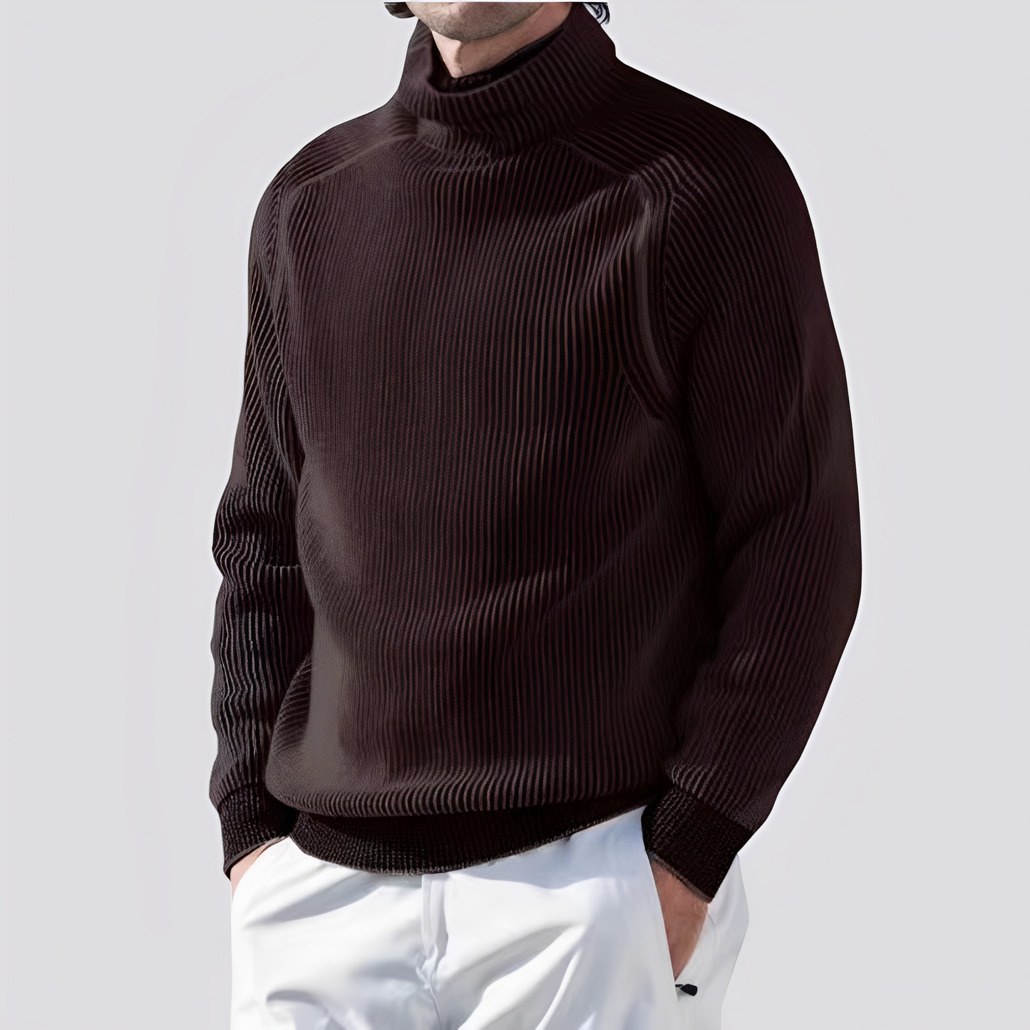 Zack - Men's knitted sweater with ribbed design, warm and trendy