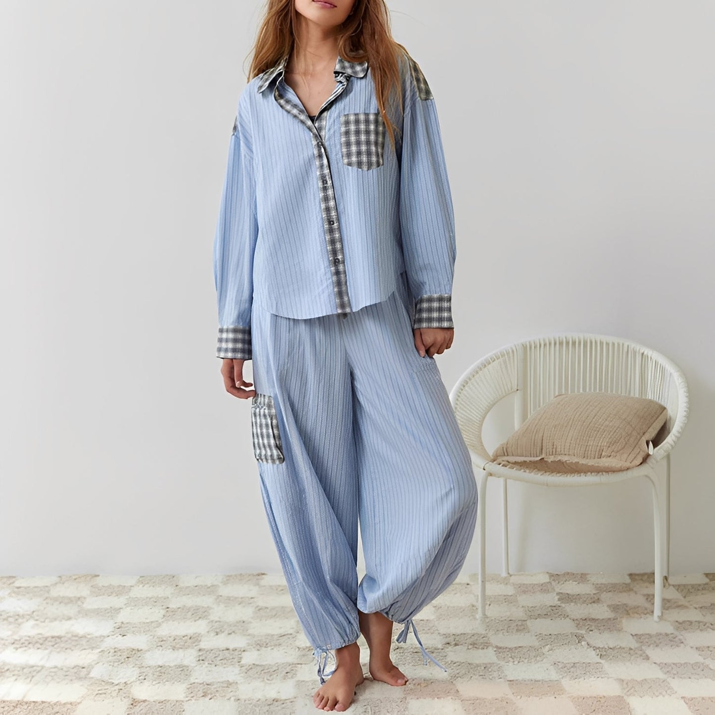 Elenora - Gemütliches, lockeres zweiteiliges Damen-Pyjama-Set