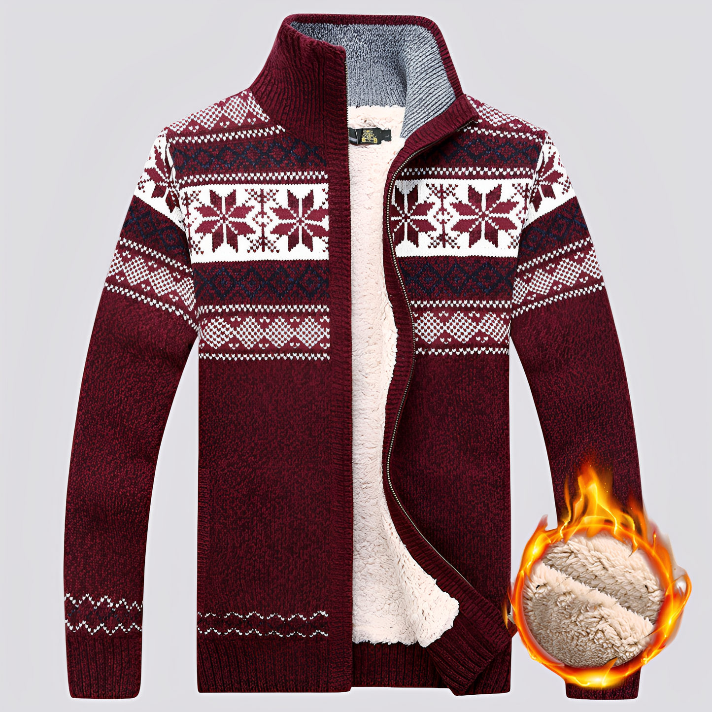 Charley - Herren-Wollpullover mit Sherpa-Futter und Wintermotiv