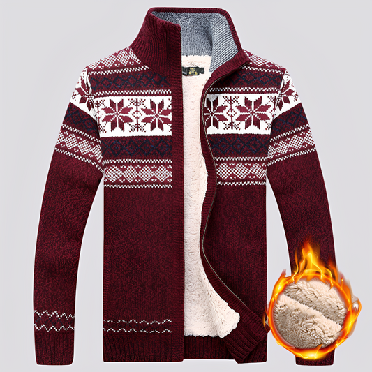 Charley - Herren-Wollpullover mit Sherpa-Futter und Wintermotiv