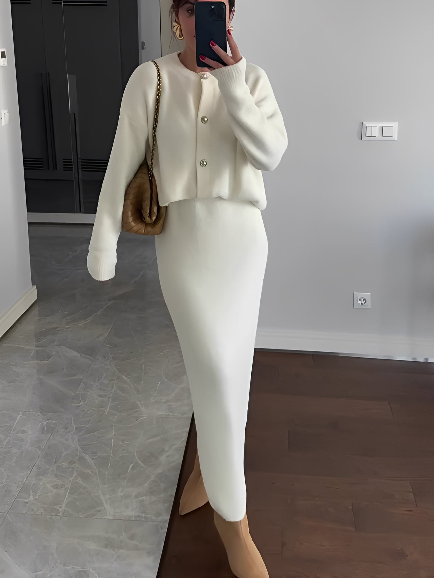 Cecilia - Schickes Set aus Strickjacke und Rock für Frauen