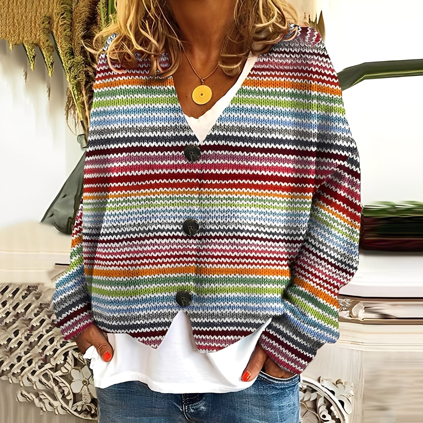 Nydia - Bequemer, weicher Damenpullover mit Muster
