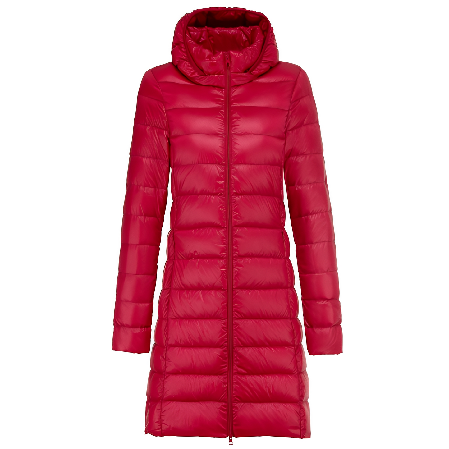 Charlotte - Elegante lange Daunenjacke mit Kapuze für Damen