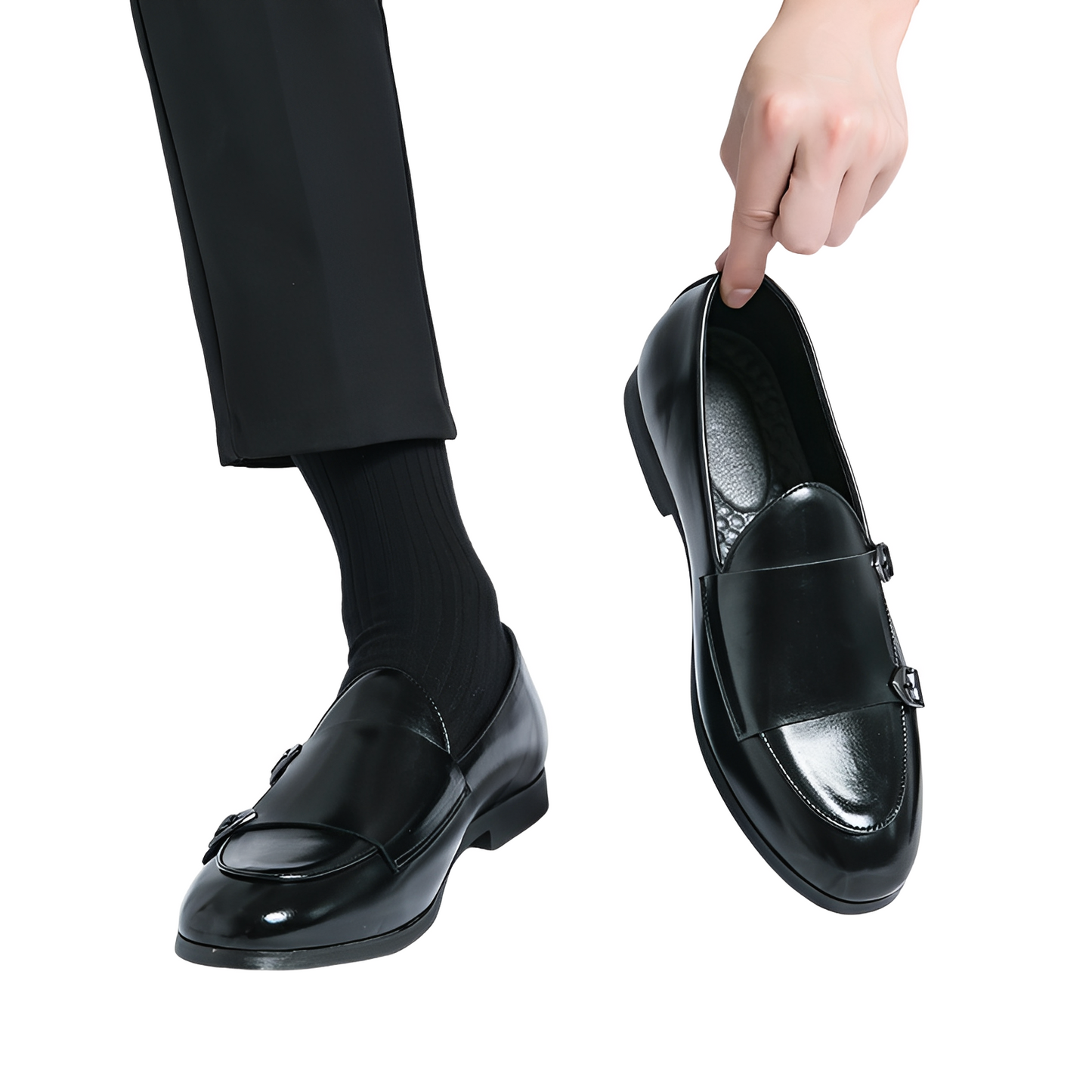 Bryan - Formelle Herren-Lederslipper mit doppelter Schnalle