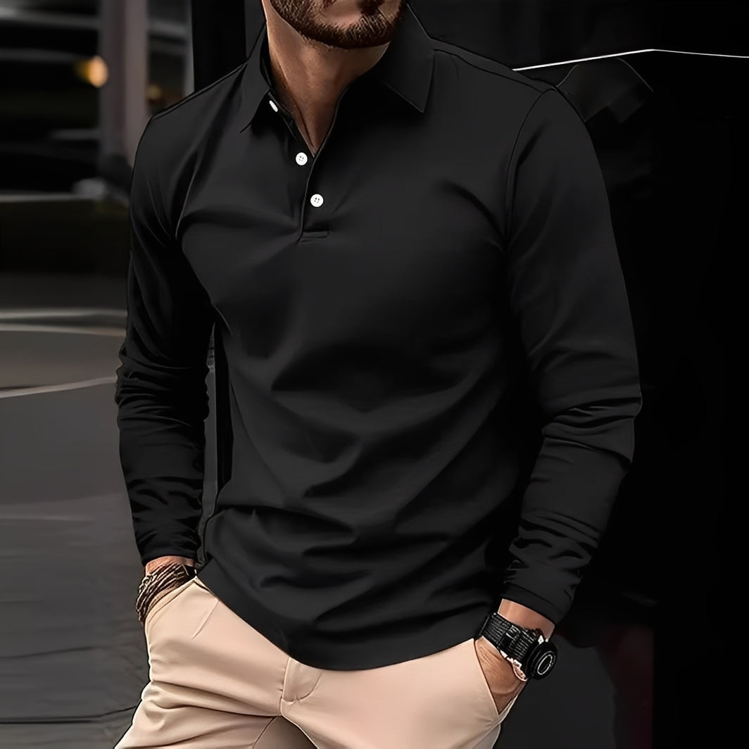 Stephen - Bequemes Poloshirt mit langen Ärmeln für Herren