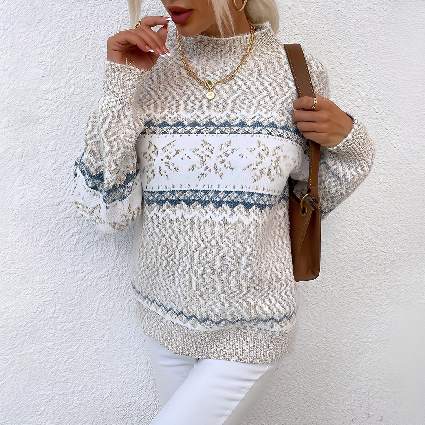 Wynonna - Eleganter Damenwollpullover mit hohem Kragen