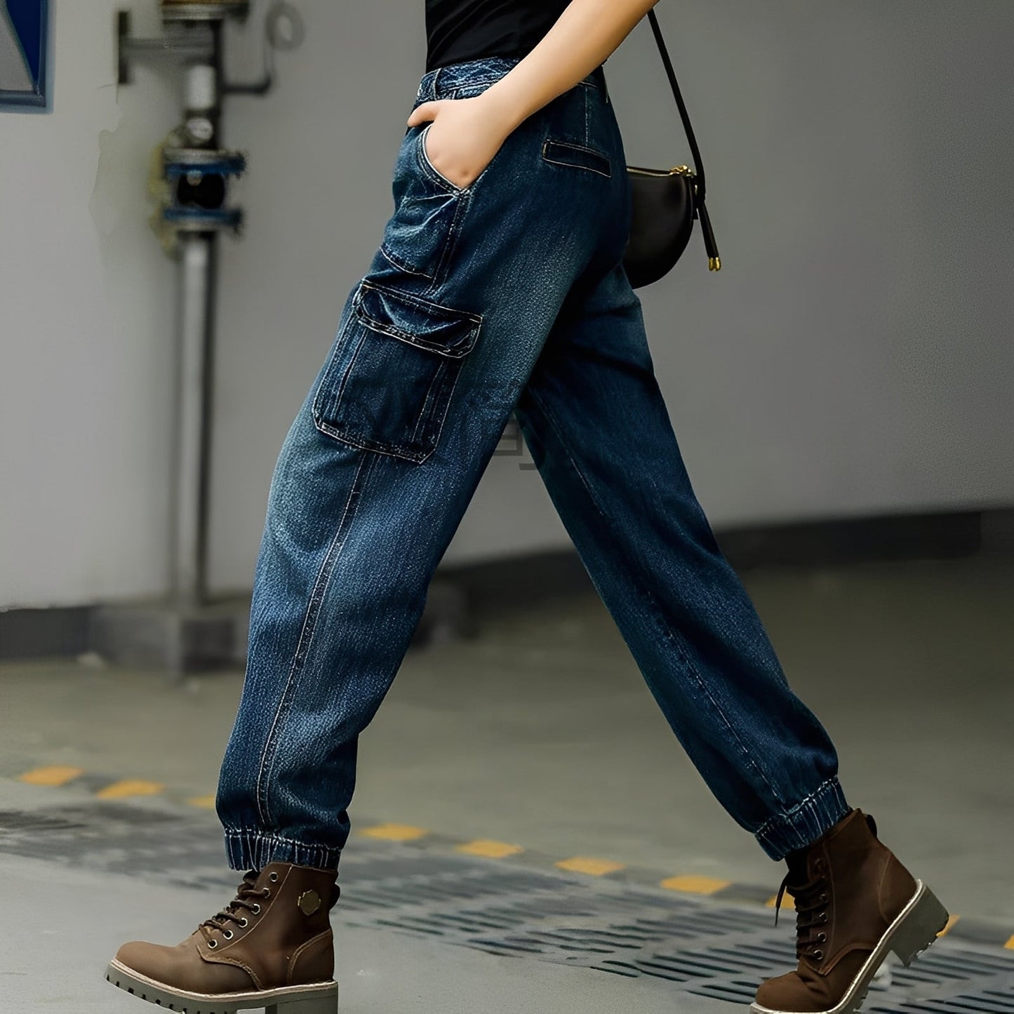 Kristal - Damen-Baumwolljeans mit vielen Taschen