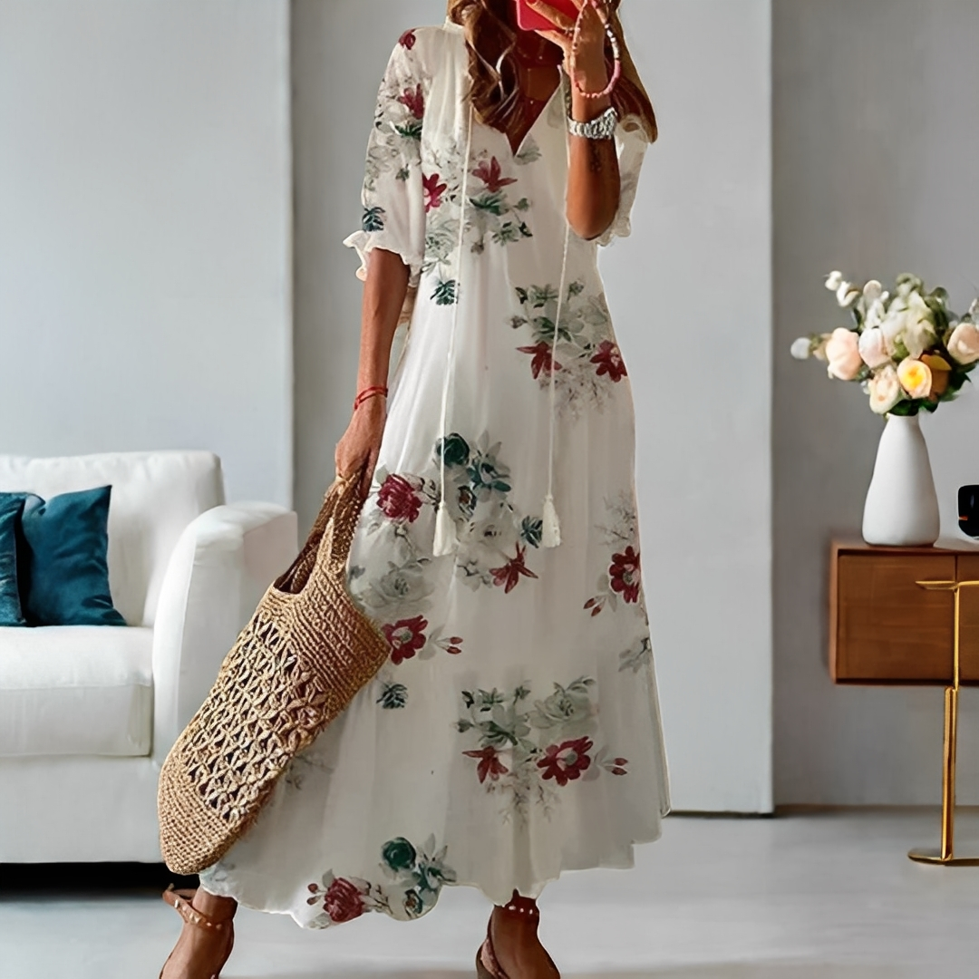 Alica - Luftiges Damenkleid mit V-Ausschnitt