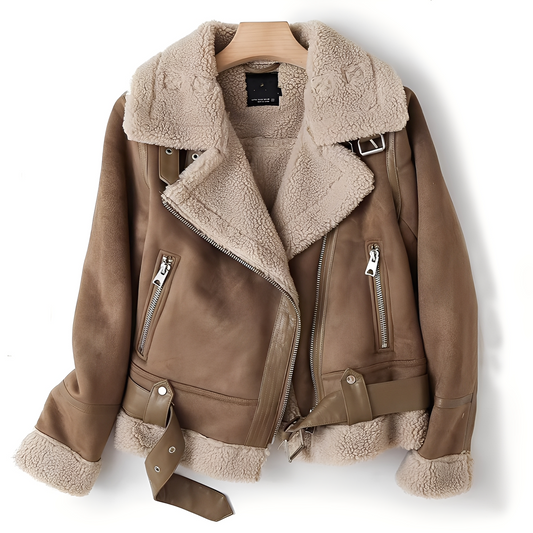 Marianne - Stylische Damen-Wildlederjacke mit Gürtel