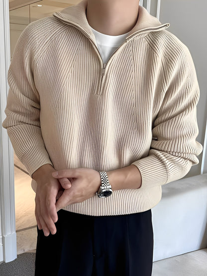 Lucas - Stilvoller Herrenpullover mit halbem Reißverschluss