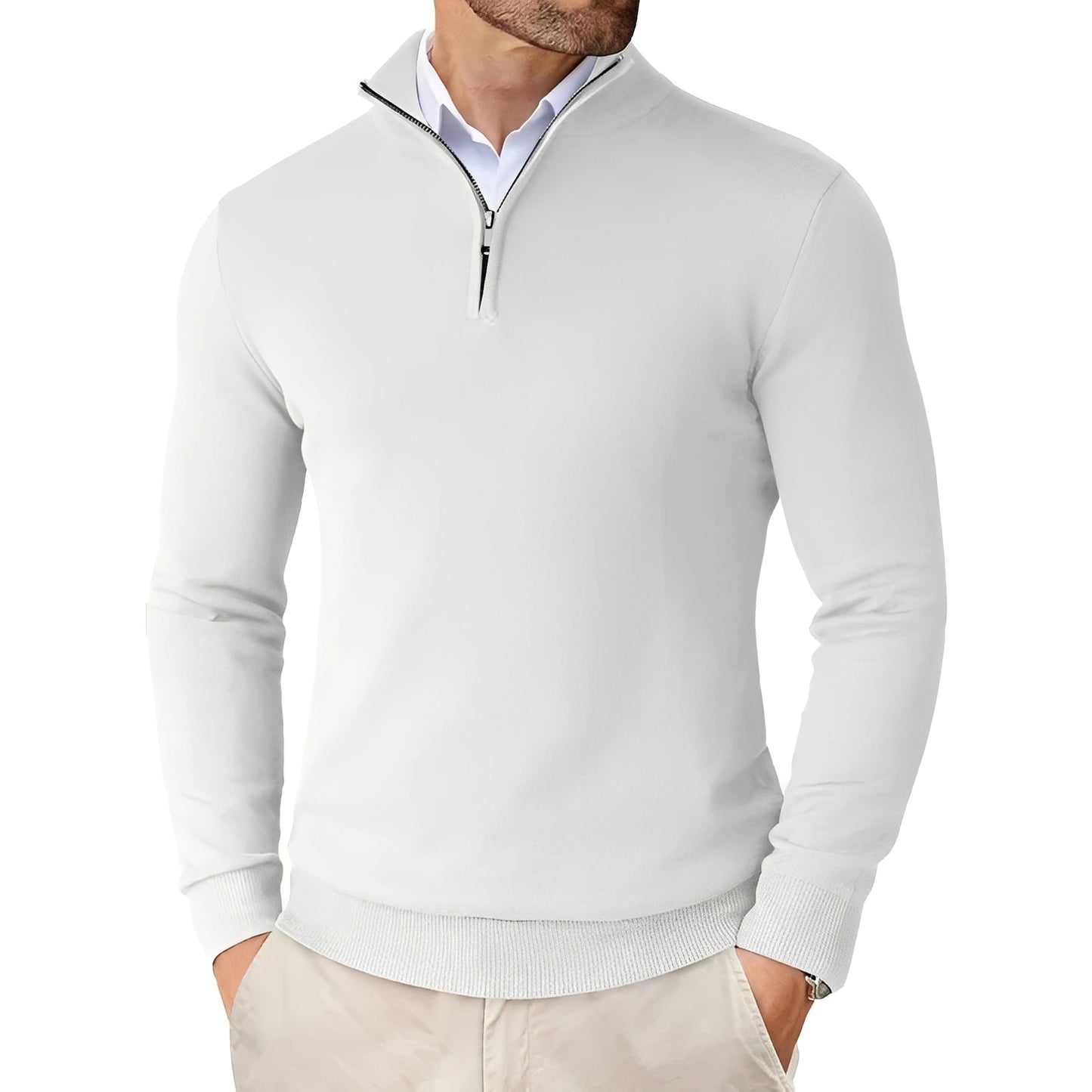 Frank - Moderner, leichter Herrenpullover mit Reißverschluss