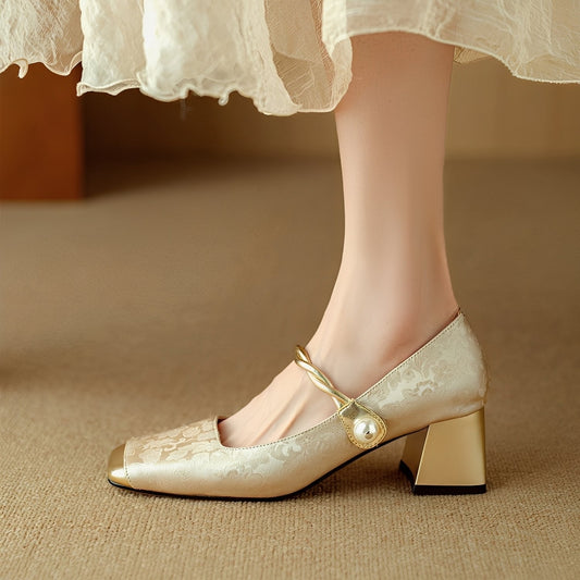 Rhonda - Stilvolle Luxus-Blockabsatzschuhe mit Prägung für Damen