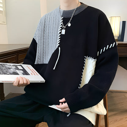Curtis - Modischer Herrenpullover aus Fleece mit Farbblock-Design