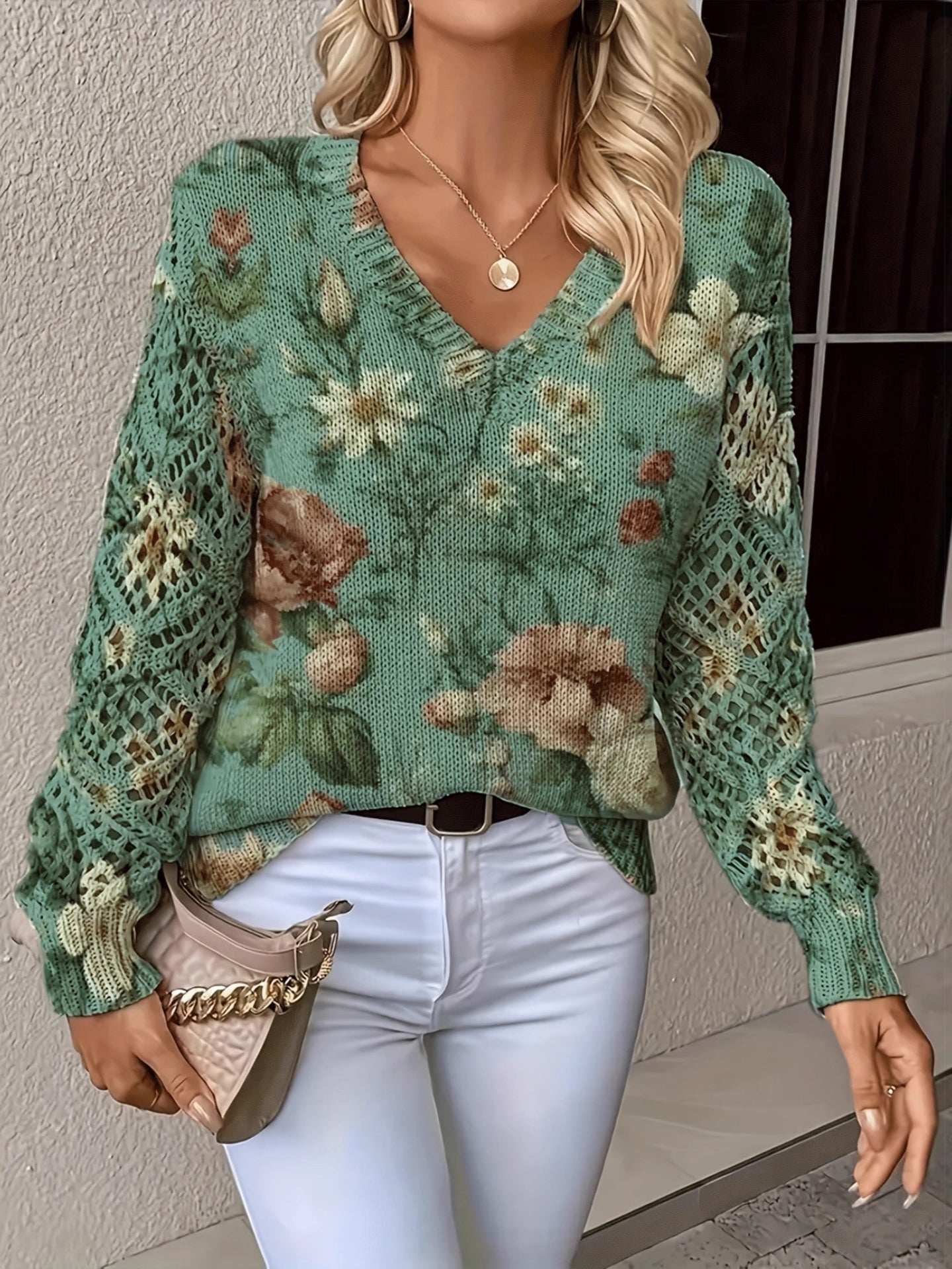 Ashtyn - Eleganter Damenpullover mit Blumendesign