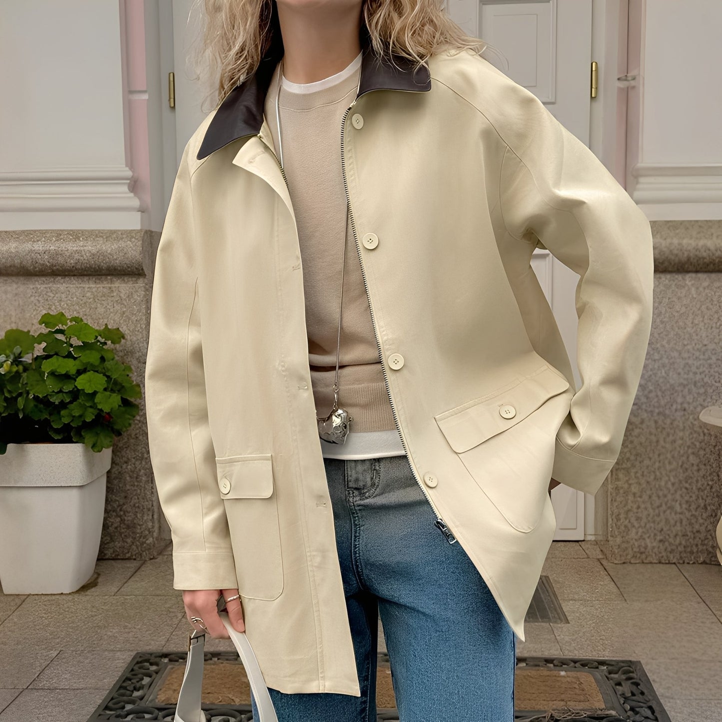 Eireen - Schicke, locker sitzende Damenjacke mit Polokragen