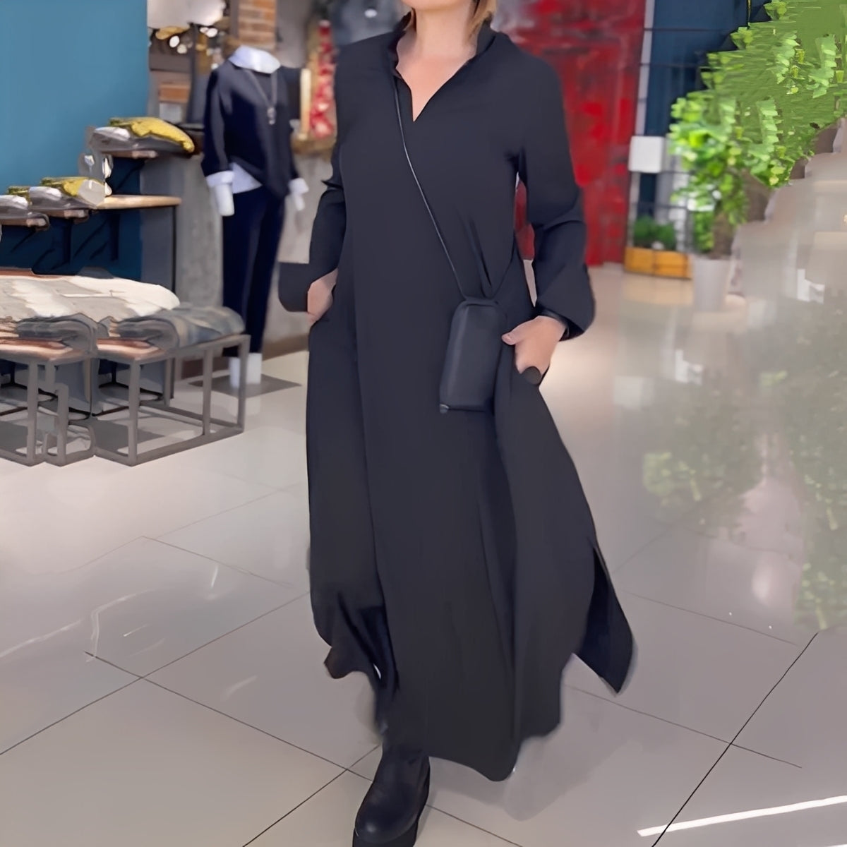 Hélène - Luftiges Damenkleid mit seitlichem Schlitz