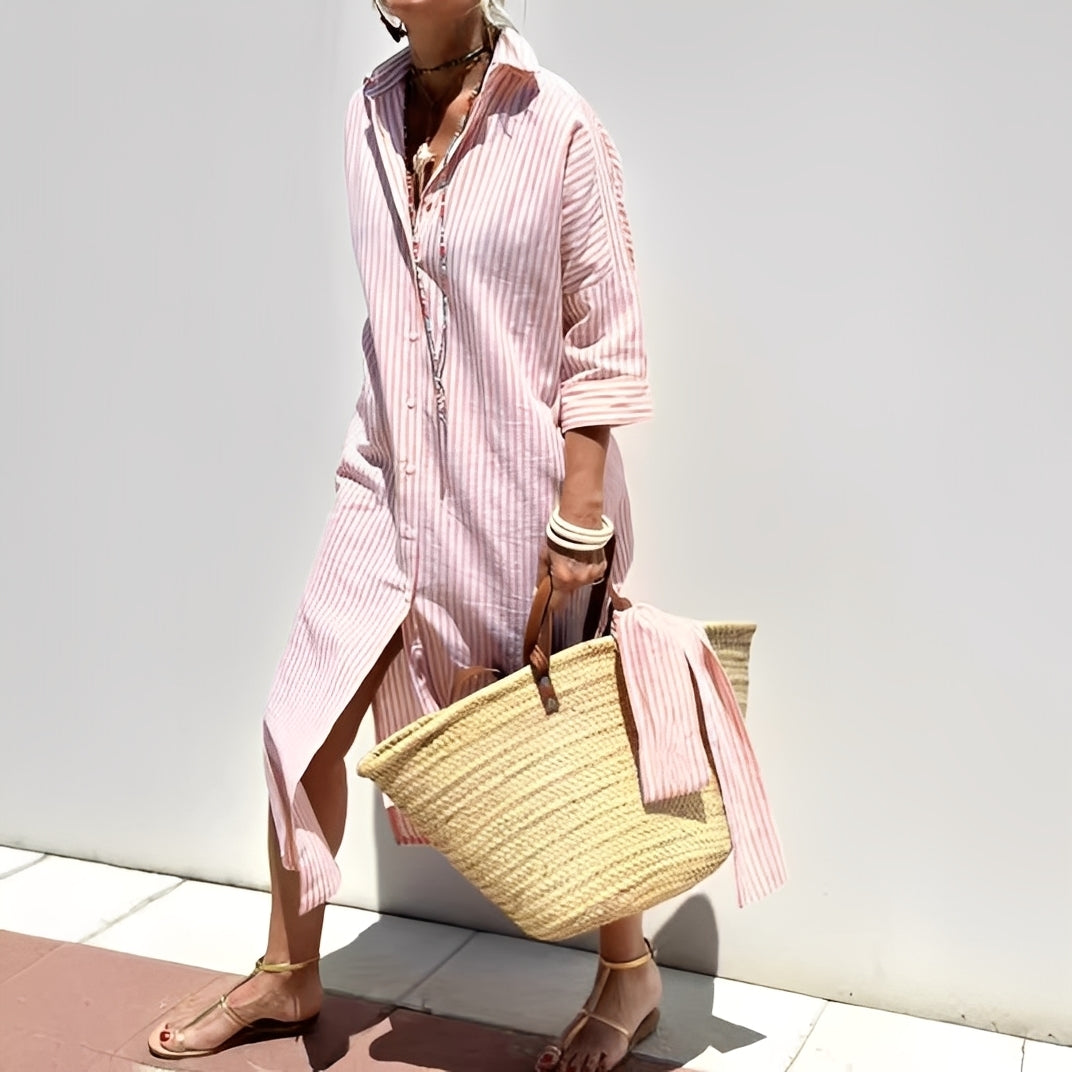 Paulette - Klassisches Damen-Hemdkleid mit Streifen