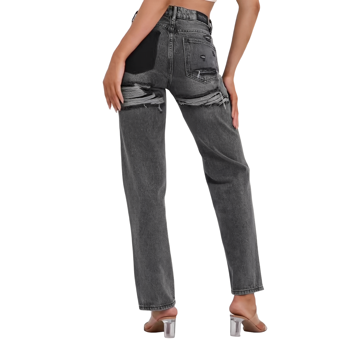 Lillian - Bequeme hoch taillierte Damenjeans mit Rissen