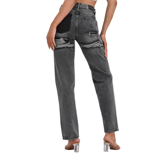 Lillian - Bequeme hoch taillierte Damenjeans mit Rissen