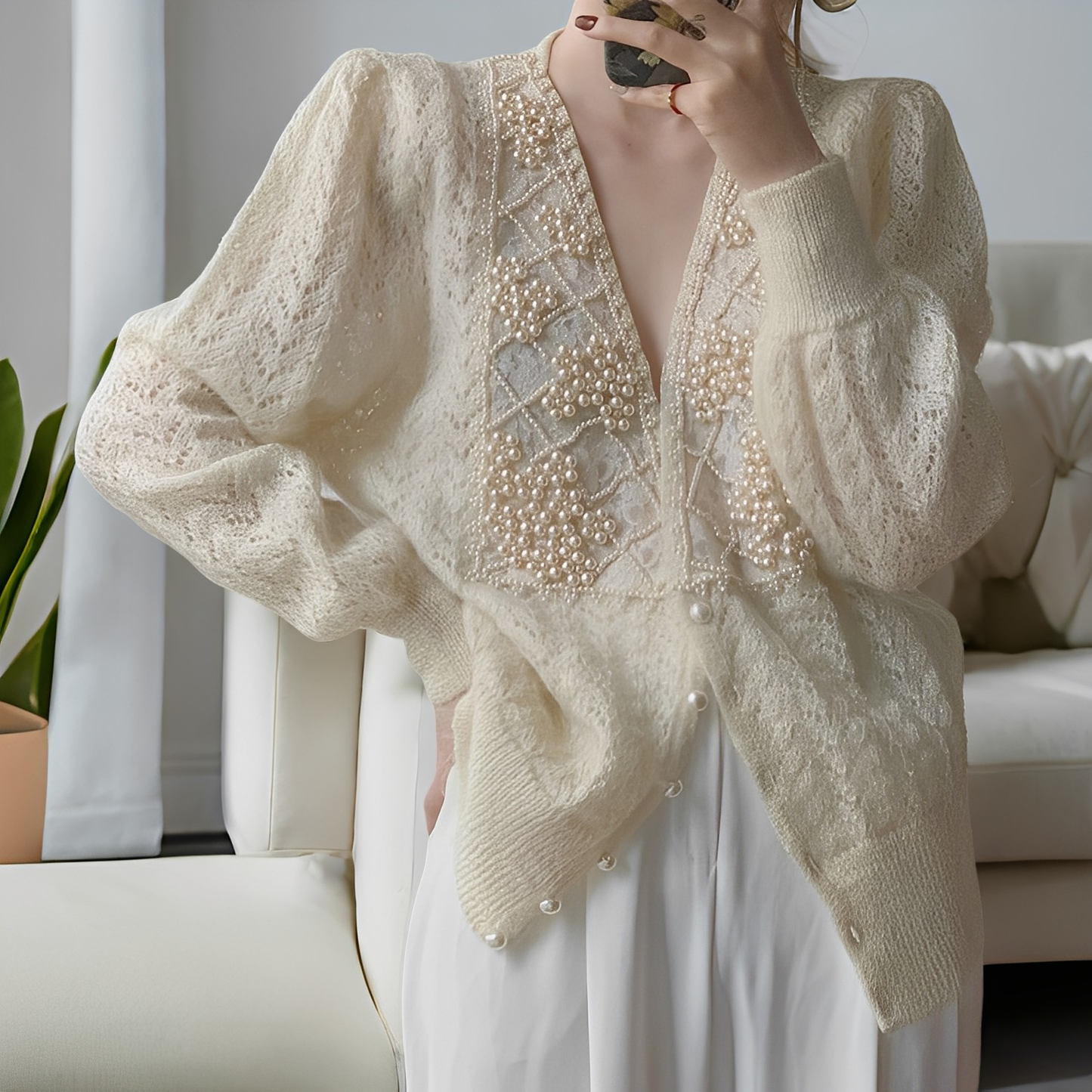 Jolie - Schicker Strickpulli mit Perlmuttknöpfen