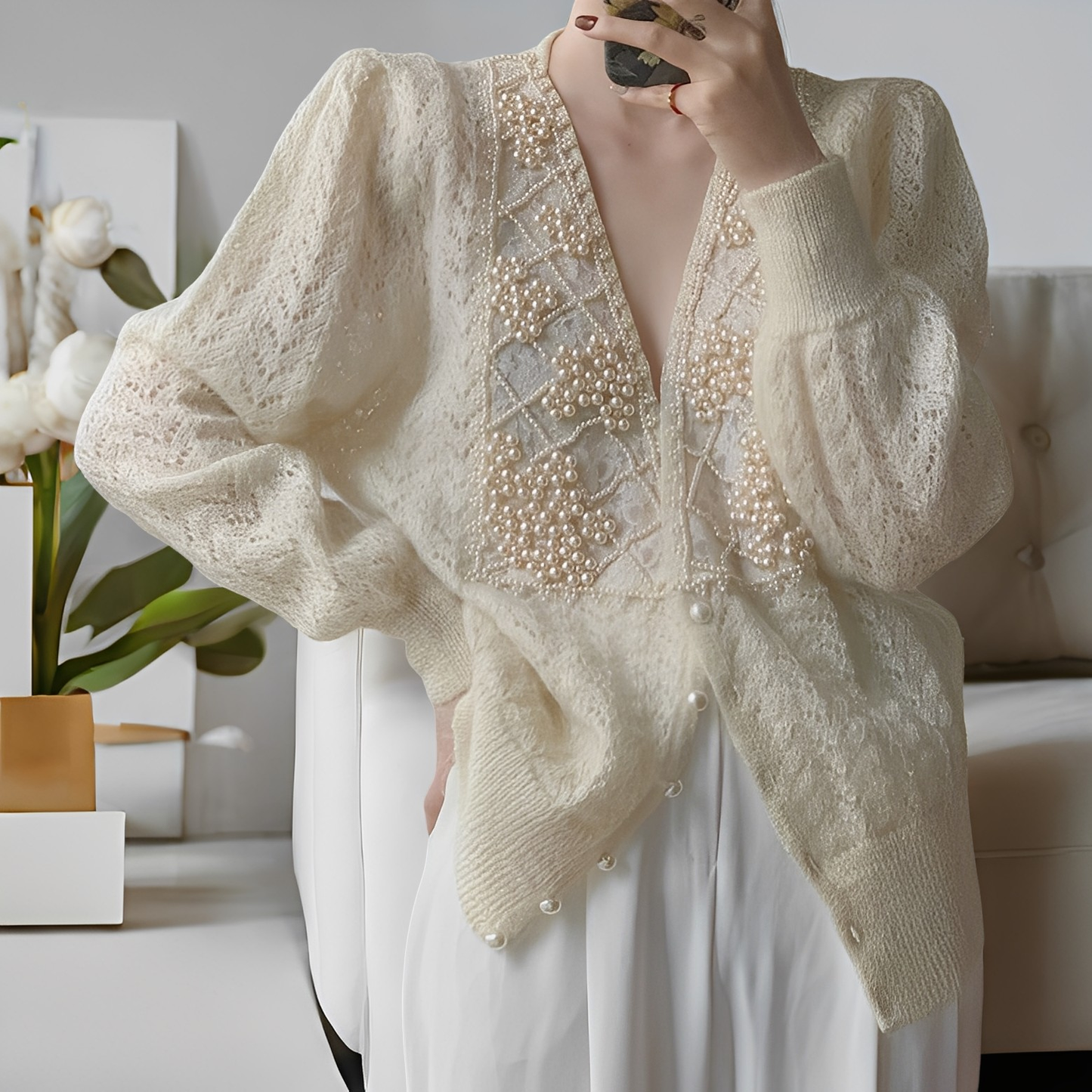 Jolie - Schicker Strickpulli mit Perlmuttknöpfen
