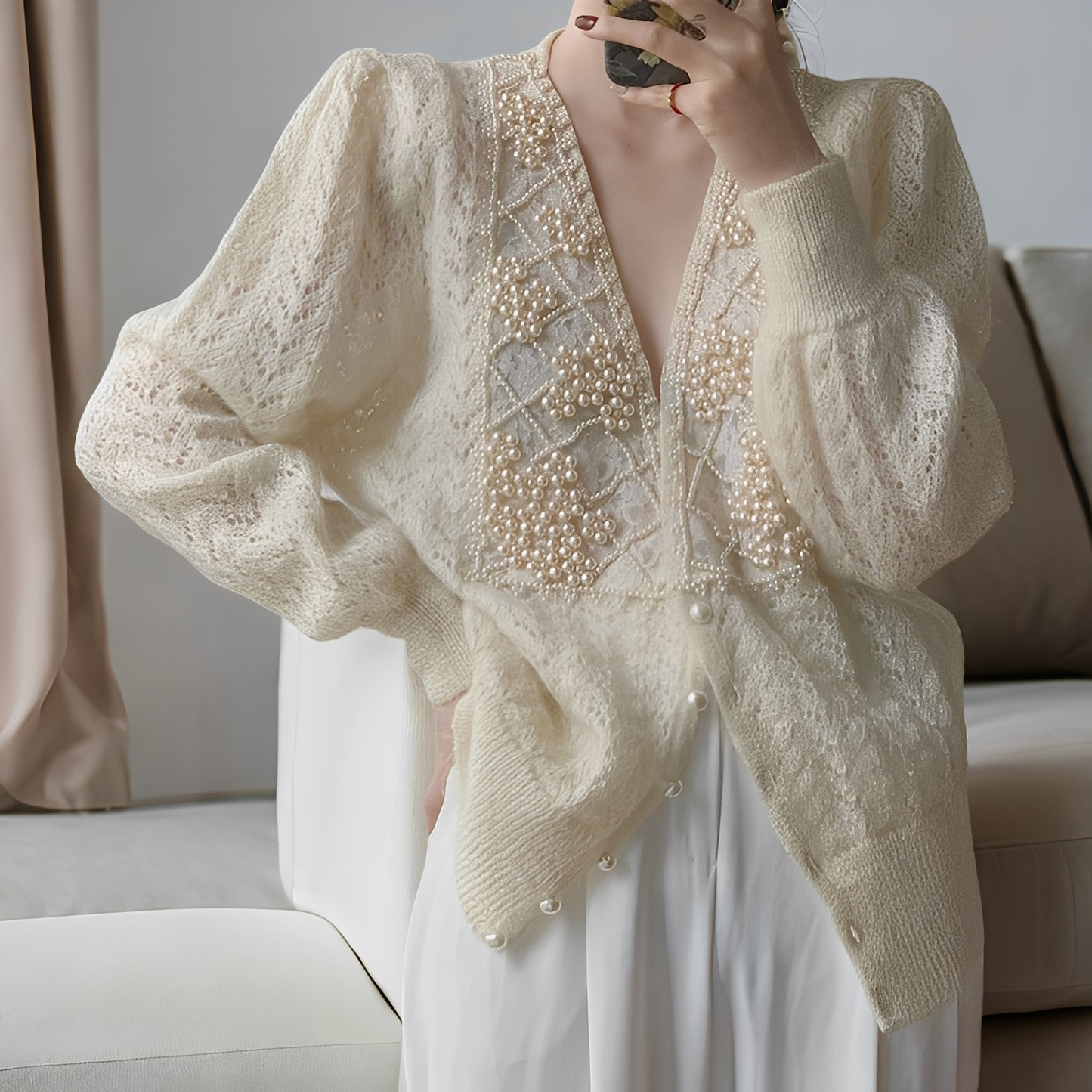 Jolie - Schicker Strickpulli mit Perlmuttknöpfen
