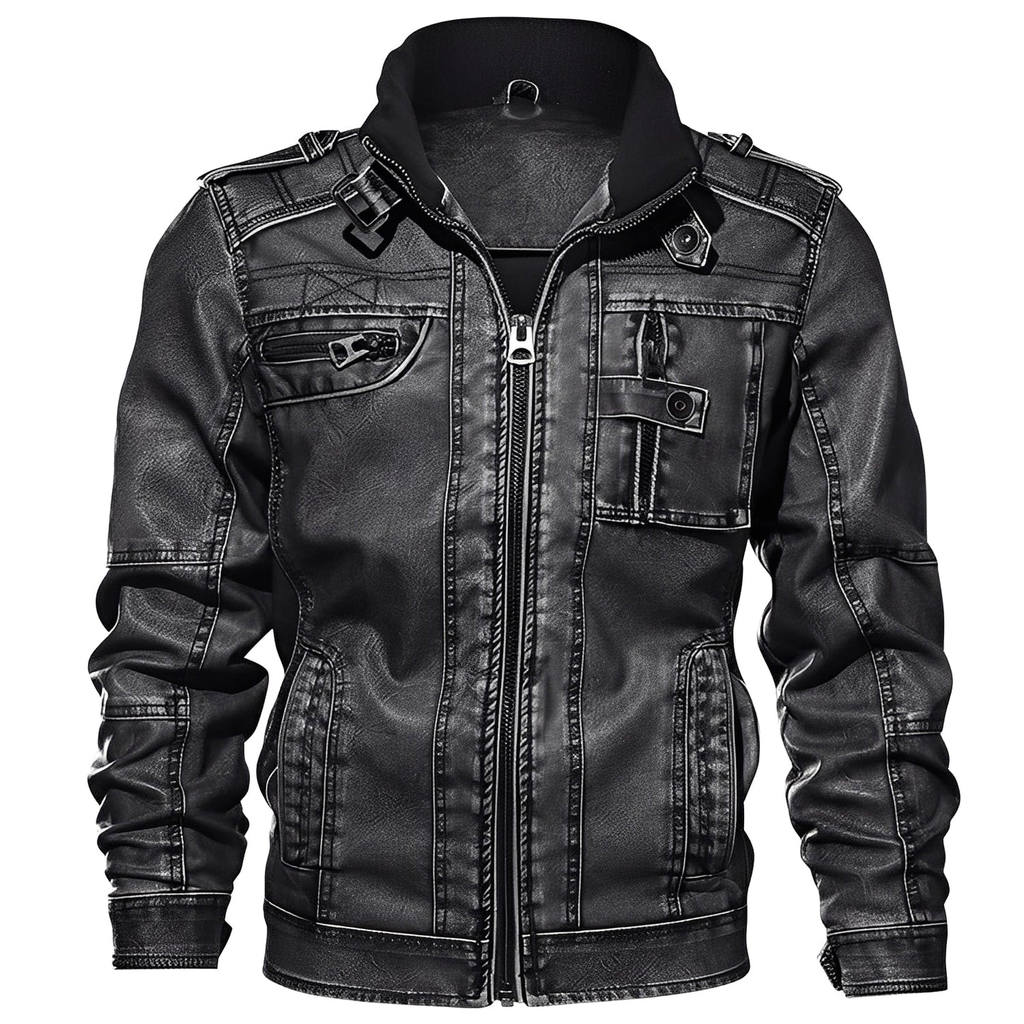 Kevin - Traditionelle Herrenlederjacke mit Taschen