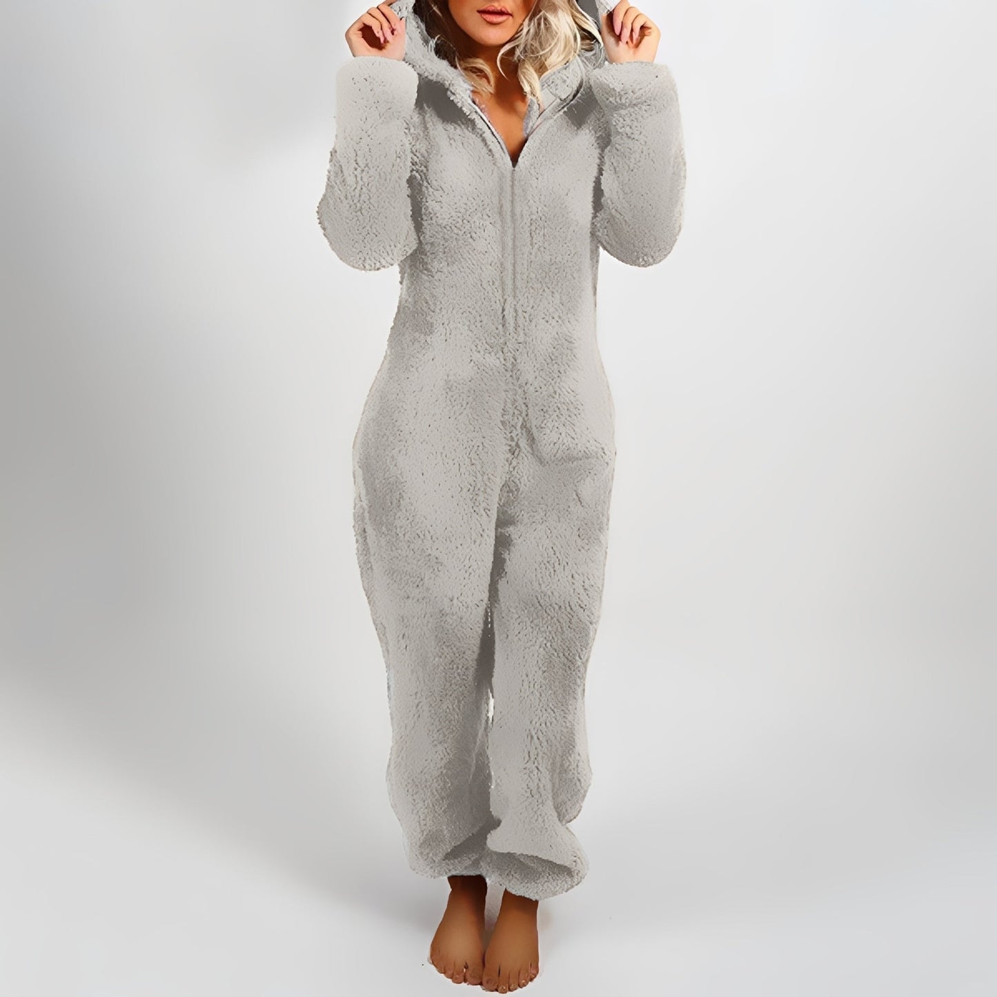 Jasmine - Comfortable Plush Jumpsuit with Hood for Women