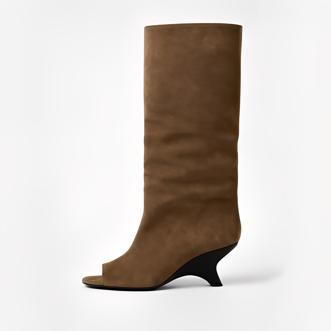 Aamina - Elegante hohe Stiefel mit offener Spitze für Damen