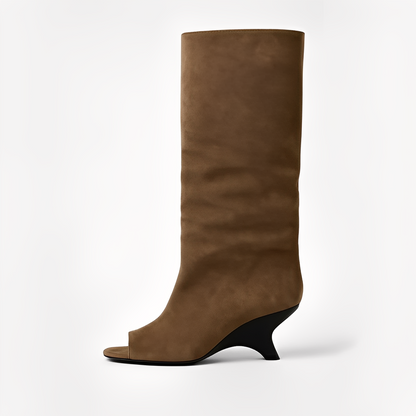 Aamina - Elegante hohe Stiefel mit offener Spitze für Damen