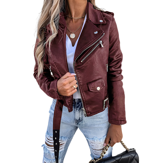 Tiana - Damen Retro-Bikerjacke mit Reißverschluss