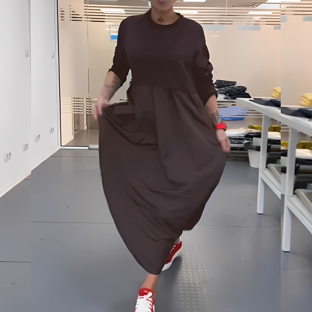 Gisèle - Damenkleid mit Rundhalsausschnitt und lockerem Schnitt