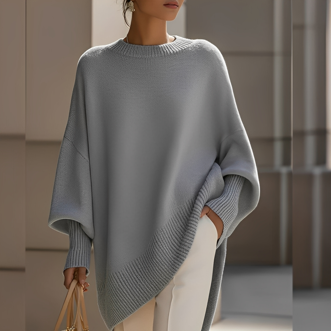Sylvianne - Damen Oversize-Pullover mit Rundhalsausschnitt