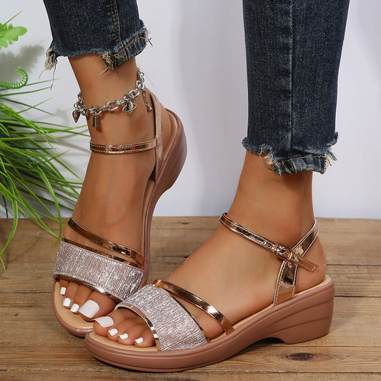 Xanthia - Komfortable Damen-Sandalen mit Keil und offener Spitze