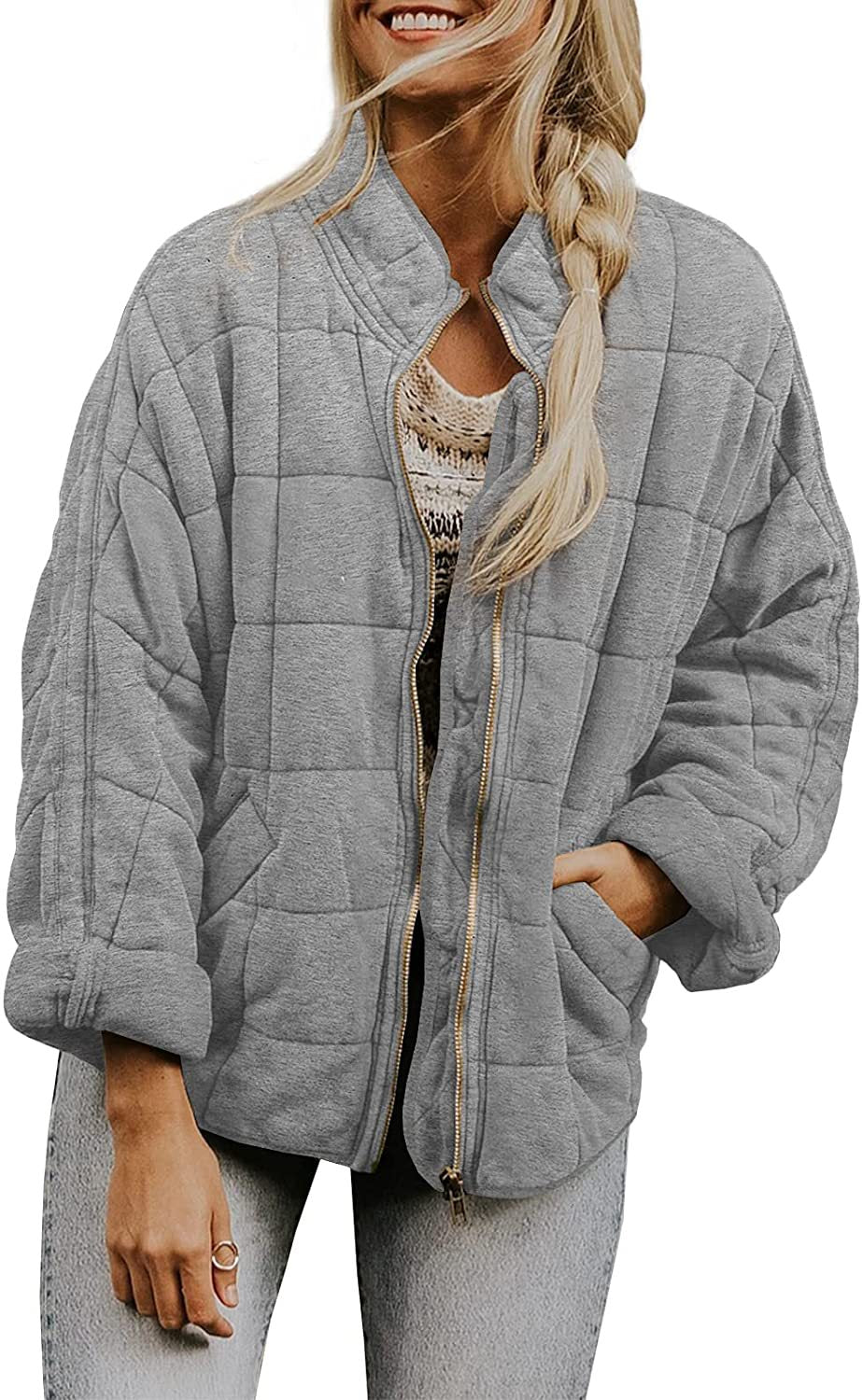 Wenona - Warme Karo-Jacke mit Taschen für Frauen