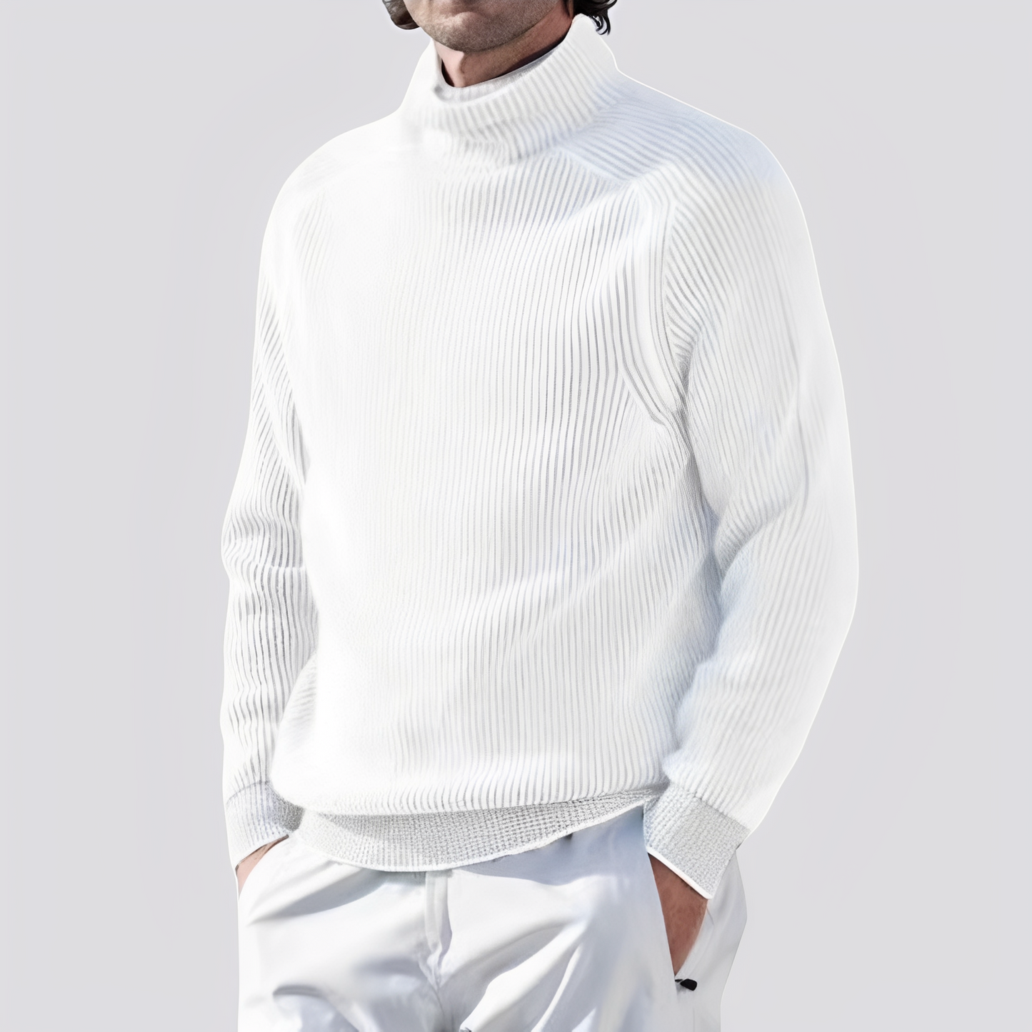 Zack - Men's knitted sweater with ribbed design, warm and trendy
