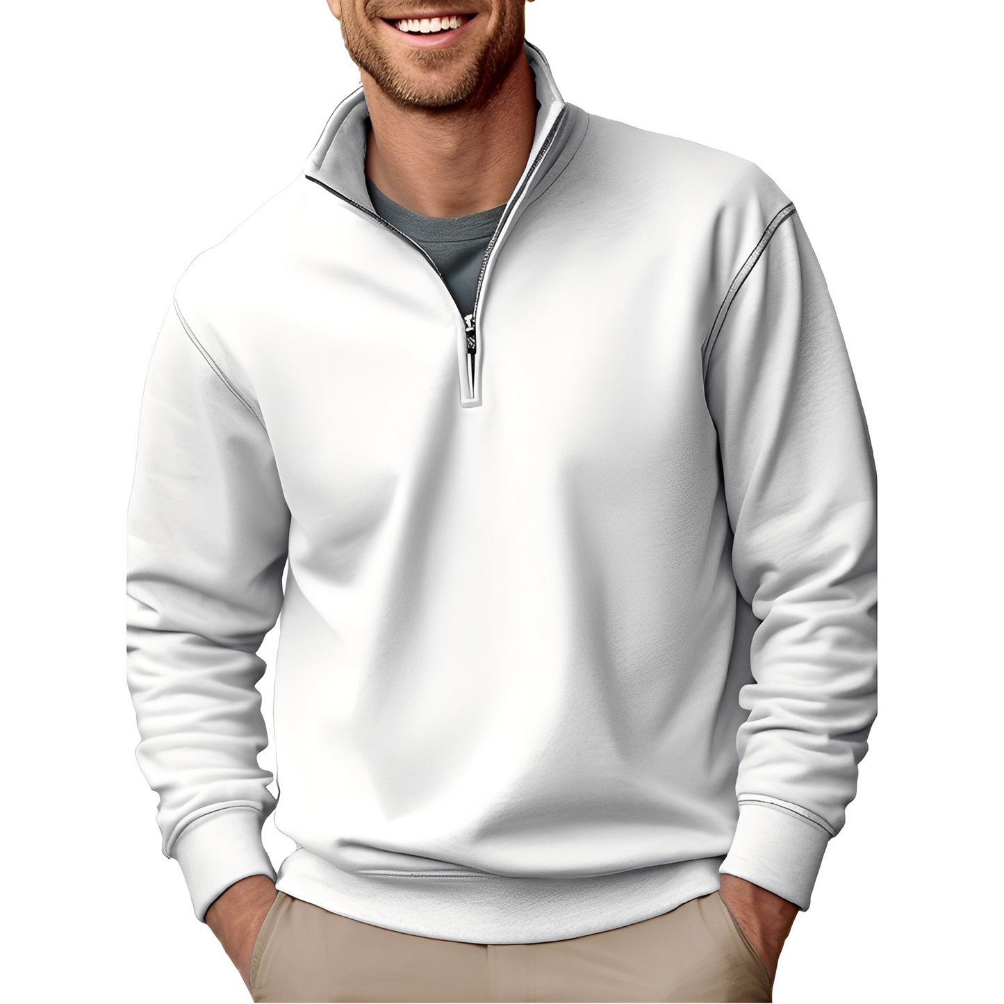 Edgar - Casual, lightweight pullover with zipper for men