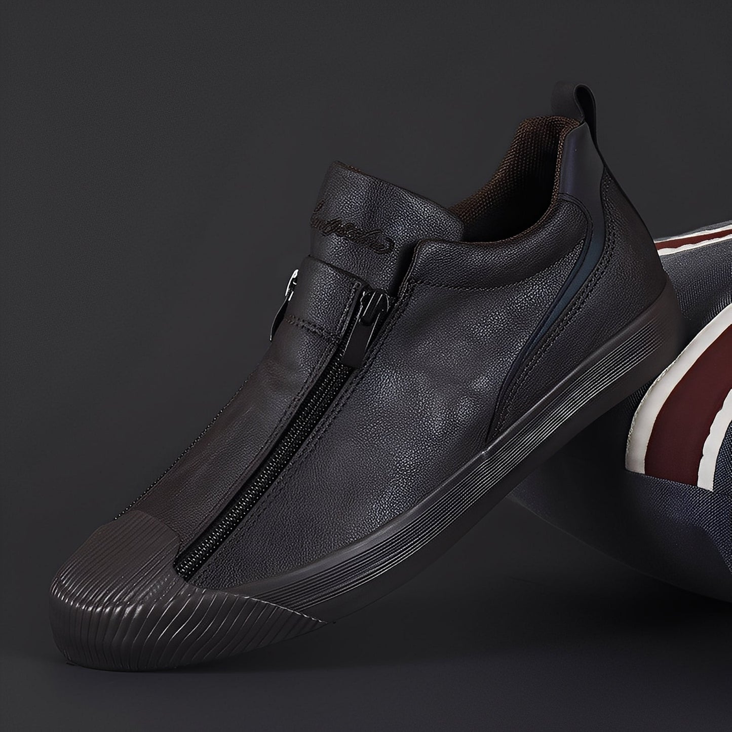 Jerred - Moderne Herrenschuhe aus Leder mit Zipper