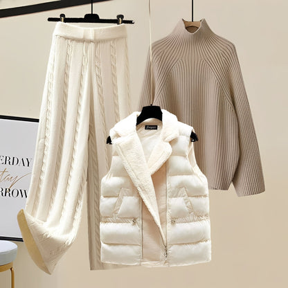 Lucie - Elegantes dreiteiliges Strick-Set für Damen