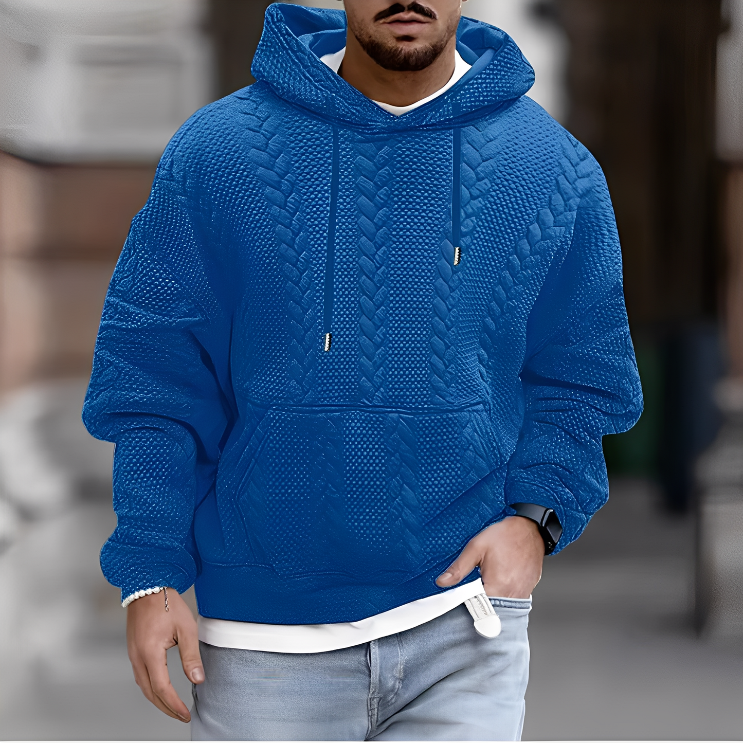 Wallis - Trendige, leger gestrickte Herren-Kapuzenjacke