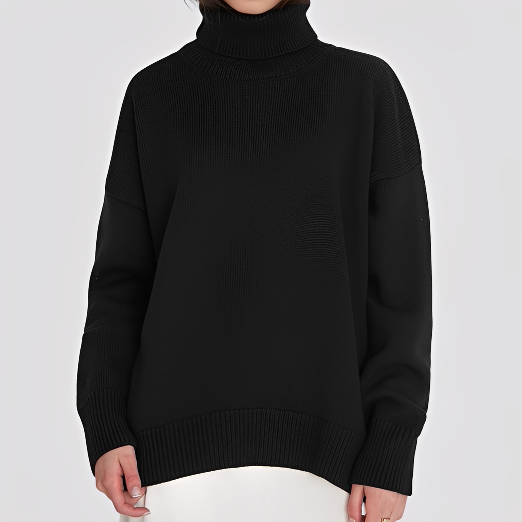 Nylah - Schlichter, übergroßer Damen-Rollkragenpullover