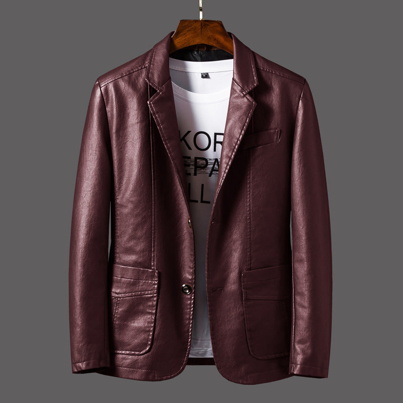 Duncan - Herrenlederjacke mit modernem Knopf-Design