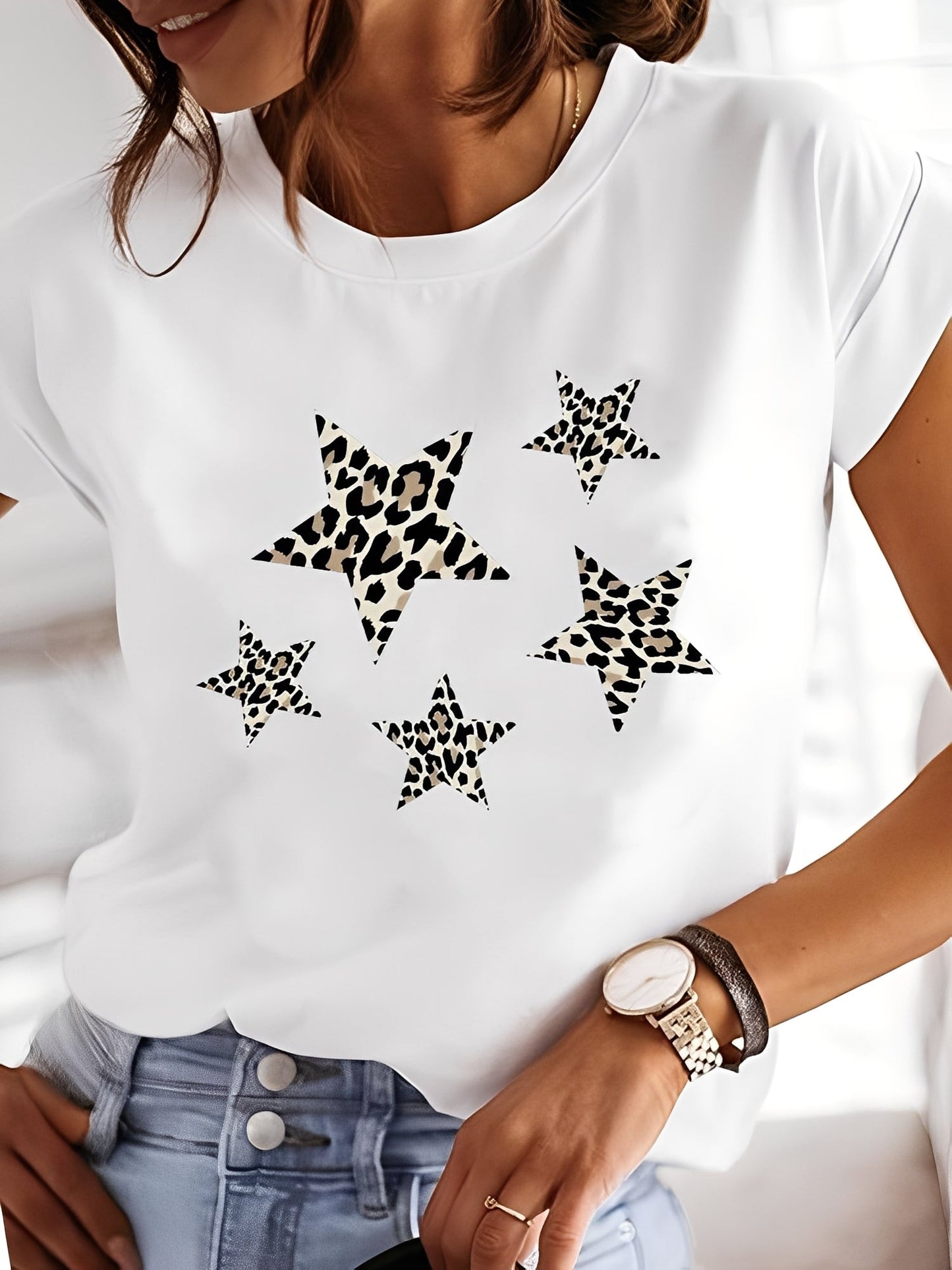 Annalise - Damen-Shirt mit Mustern und kurzen Ärmeln