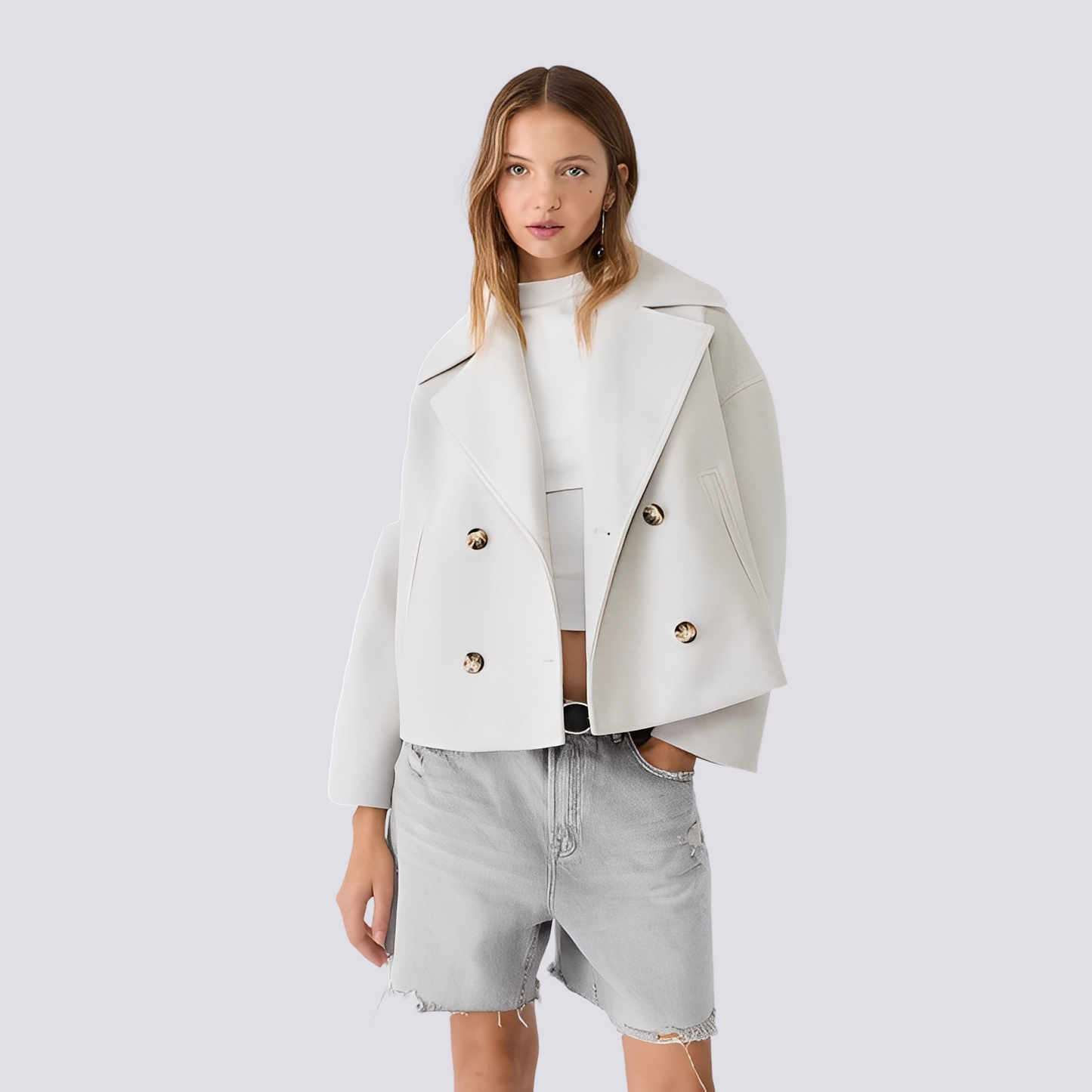 Bethney - Stilvolle kurze Wolljacke mit Reverskragen für Damen