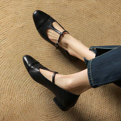 Bella - Legere Lederballerinas mit T-Schnalle für Damen