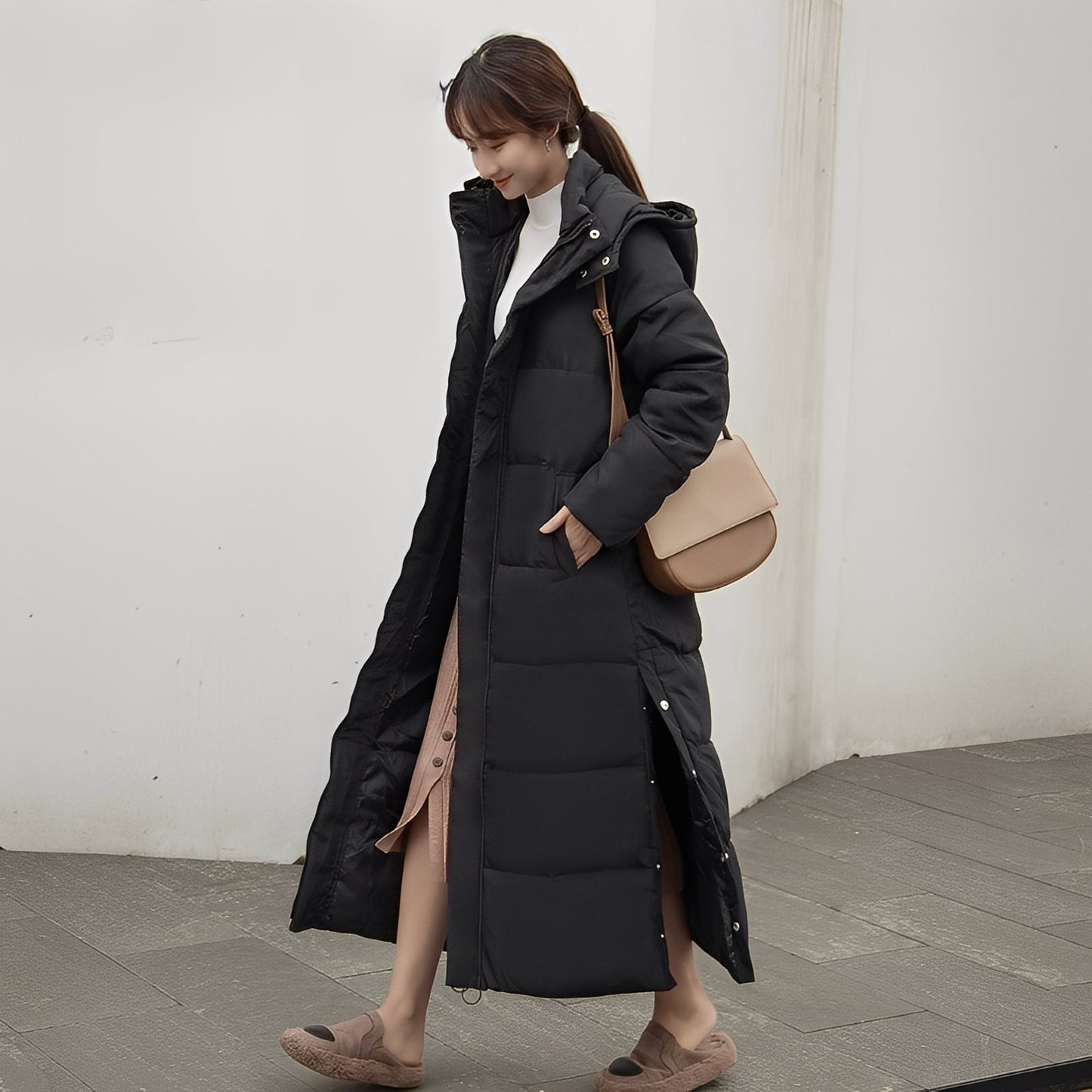 Maylis - Langer, warmer, gesteppter Damen-Wintermantel