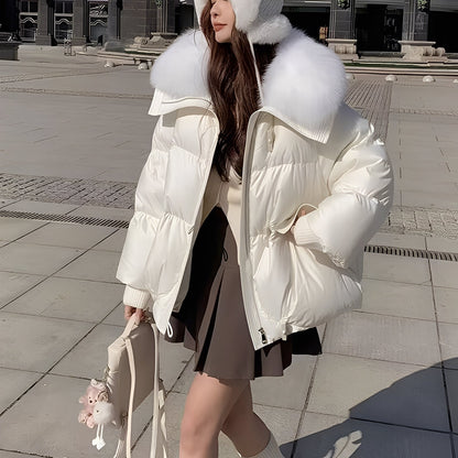 Victoria - moderne Frauen-Windjacke mit Daunen und Pelzkragen